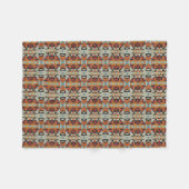 Blue Red Orange Taupe Brown Black Tribal Art Fleecedecke (Vorderseite (Horizontal))