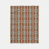 Blue Red Orange Taupe Brown Black Tribal Art Fleecedecke (Vorderseite)