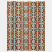 Blue Red Orange Taupe Brown Black Tribal Art Fleecedecke (Vorderseite)