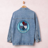 BLUE RED PATCHWORK STYLIZED BLUME SHAPY ART NAME JEANSJACKE (Hangar)