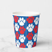 Blue & Red Pawprints auf Navy-Party Pappbecher (Rechts)