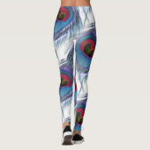 Blue Red Peacock Feathers Leggings (Rückseite)