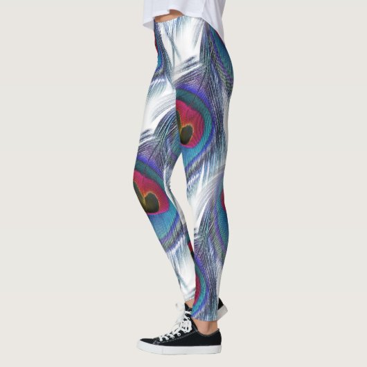 Blue Red Peacock Feathers Leggings (Links)