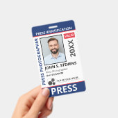 Blue Red Photo & Logo Press ID QR Code Ausweis (Handheld)