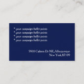 Blue & Red Political Campaign Visitenkarte (Rückseite)