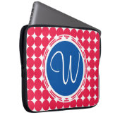 Blue & Red Polka Dot Monogram Laptopschutzhülle (Vorne Rechts)