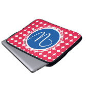 Blue & Red Polka Dot Monogram Laptopschutzhülle (Vorne Knopf)