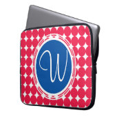 Blue & Red Polka Dot Monogram Laptopschutzhülle (Vorderseite Links)