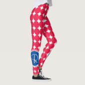 Blue & Red Polka Dot Monogram Leggings (Rechts)