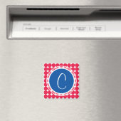 Blue & Red Polka Dot Monogram Magnet (In Situ (Geschirrspüler))