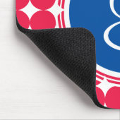 Blue & Red Polka Dot Monogram Mousepad (Ecke)