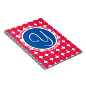 Blue & Red Polka Dot Monogram Notizblock (Rechte Seite)