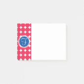 Blue & Red Polka Dot Monogram Post-it Klebezettel (Vorderseite)