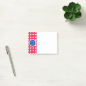 Blue & Red Polka Dot Monogram Post-it Klebezettel (Büro)