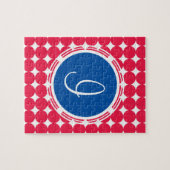 Blue & Red Polka Dot Monogram Puzzle (Horizontal)