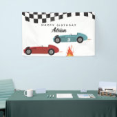 Blue Red Race Fast Retro Racing Cars Birthday Banner (Messeveranstaltung)
