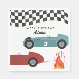 Blue Red Race Fast Retro Racing Cars Geburtstag Serviette