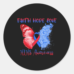 Blue Red Ribbon Butterfly Faith Hope Liebe Hlhs Aw Runder Aufkleber