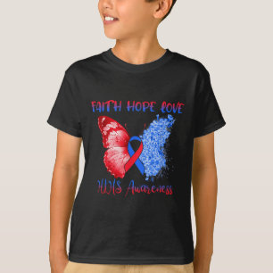 Blue Red Ribbon Butterfly Faith Hope Liebe Hlhs Aw T-Shirt