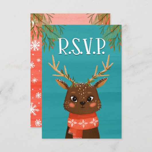 Blue Red RSVP Card Einladung (Vorne/Hinten)