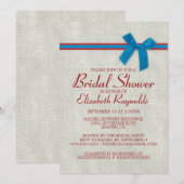 Blue & Red Rustic Burlap Bridal Dusche Einladungen (Vorne/Hinten)