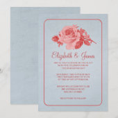 Blue Red Rustic Floral/Flower Wedding Invitations Einladung (Vorne/Hinten)