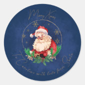 Blue Red Santa Classic Weihnachten Runder Aufkleber (Vorderseite)
