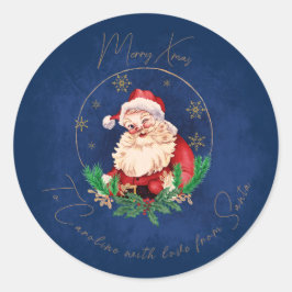 Blue Red Santa Classic Weihnachten Runder Aufkleber