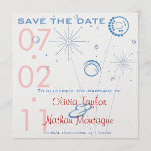 Blue & Red Save the Date Fireworks