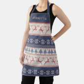 Blue Red Scandinavian Christmas Pattern Custom Schürze (InSitu)