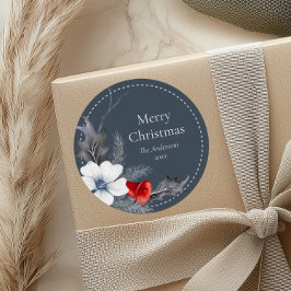 Blue Red Silver Foliage Weihnachtsgeschenke Sticke Runder Aufkleber