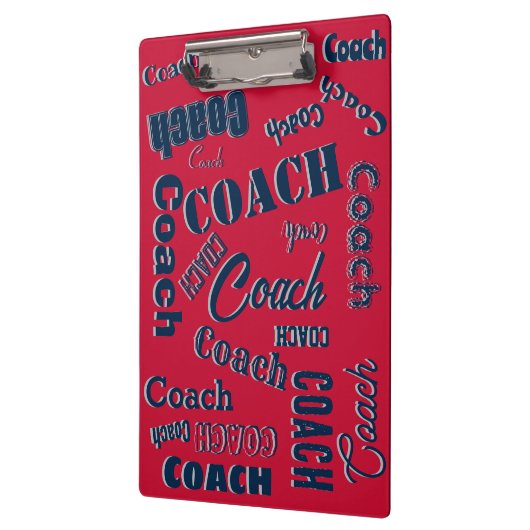 Blue Red Silver Personalisiert Coach Geschenk Name Klemmbrett (Links)