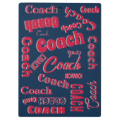 Blue Red Silver Personalisiert Coach Geschenk Name Klemmbrett (Rückseite)
