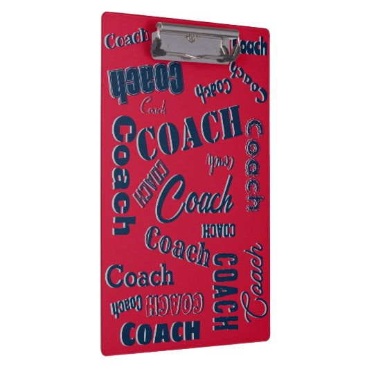 Blue Red Silver Personalisiert Coach Geschenk Name Klemmbrett (Rechts)