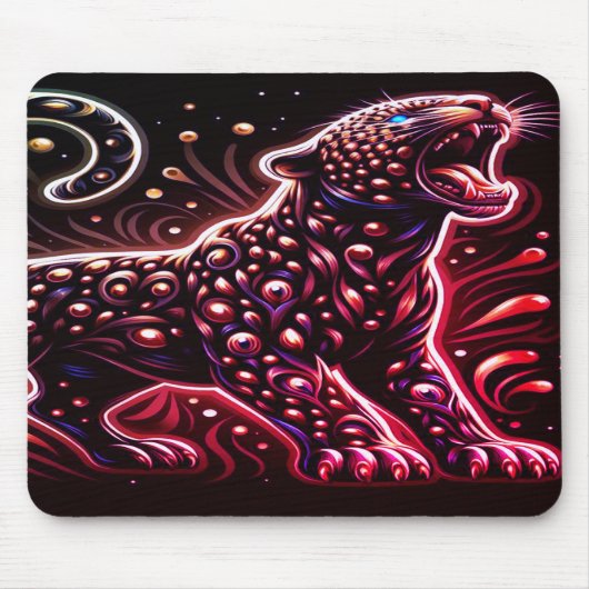 Blue + Red Spotted Leopard On Thick Laptop Tablet Mousepad (Vorne)
