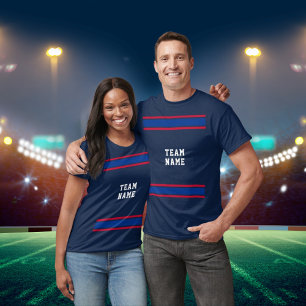 Blue & Red Strip Sportteam Name Dark Unisex T-Shirt