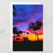 Blue Red Sunset Exotic Hawaiian Beach Palm Bäume Briefpapier (Vorne/Hinten)