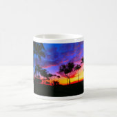 Blue Red Sunset Exotic Hawaiian Beach Palm Bäume Kaffeetasse (Mittel)