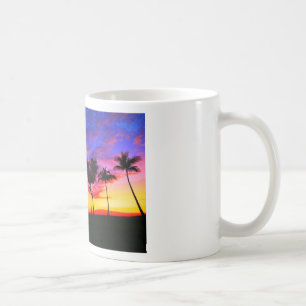 Blue Red Sunset Exotic Hawaiian Beach Palm Bäume Kaffeetasse