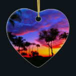 Blue Red Sunset Exotic Hawaiian Beach Palm Bäume Keramikornament<br><div class="desc">Retro Exotic Travel Places Fotografie - Vintager Palmenbaum & das Beach Foto Artwork</div>