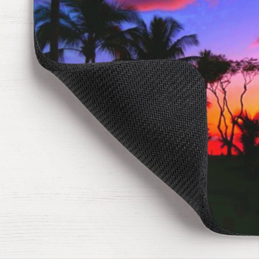 Blue Red Sunset Exotic Hawaiian Beach Palm Bäume Mousepad (Ecke)