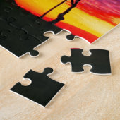 Blue Red Sunset Exotic Hawaiian Beach Palm Bäume Puzzle (Seite)