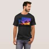Blue Red Sunset Exotic Hawaiian Beach Palm Bäume T-Shirt (Vorne ganz)