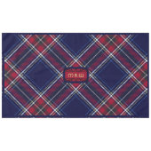 Blue Red Tartan Monogram in Celtic Lion Schriftart Tischdecke (Vorderseite (Horizontal))
