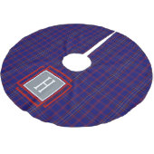 Blue Red Tartan Monogram Polyester Weihnachtsbaumdecke (Schrägansicht)
