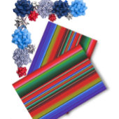 Blue Red Traditional Fiesta Mexican Blanket Seidenpapier