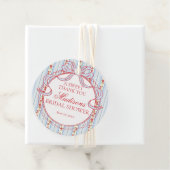 Blue Red Vintage Fancy Floral Bridal Shower Circle Geschenkanhänger (Beispiel)