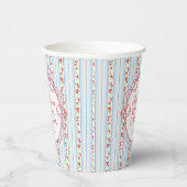 Blue & Red Vintage Fancy Floral Bridal Shower Pappbecher (Rechts)