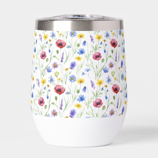 Blue Red Watercolor Wildflower (Vorderseite)