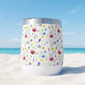 Blue Red Watercolor Wildflower